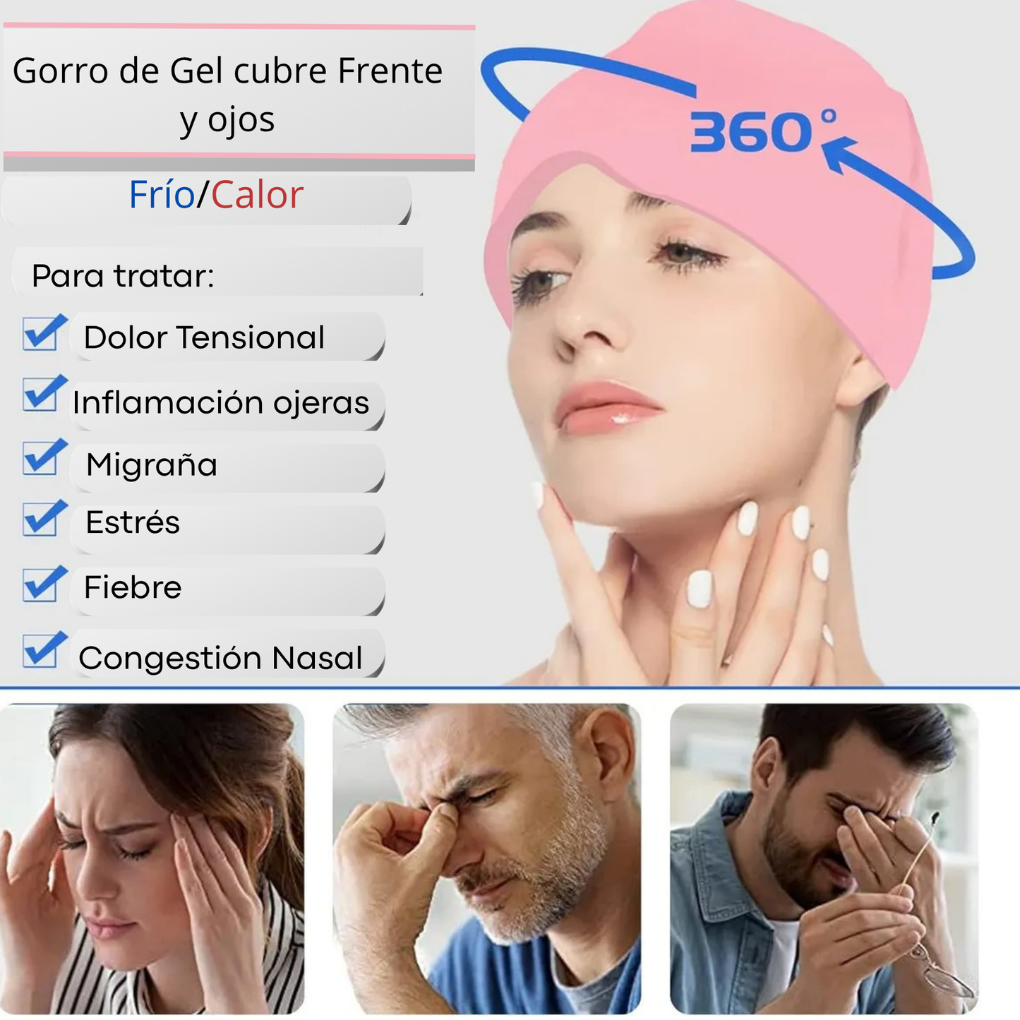 Gorro De Gel Alivio De Migraña para Frío y Calor